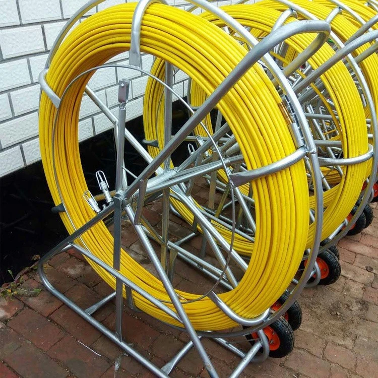 10mmx200m Fiber snake cable rods underground 500m cable laying frp duct rodders copper wire drawing head Conduit duct rodders