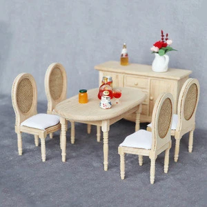 1:12 scale Miniature Furniture Miniature French Country Table &amp; Chairs unfinished