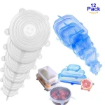 12 pack round Stretchable rectangle Reusable  Silicone Food Cover