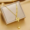 18K Gold Plated Initial Stainless Steel A-Z Letter Pendant Fine Fashion Jewelry Necklaces for Women Accessories Hypoallergenic