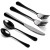 Import 20-Piece Black Silverware Set Stainless Steel Flatware Cutlery Set Service for 4 Mirror Polished Dinner Knives/Spoon Black Color from China