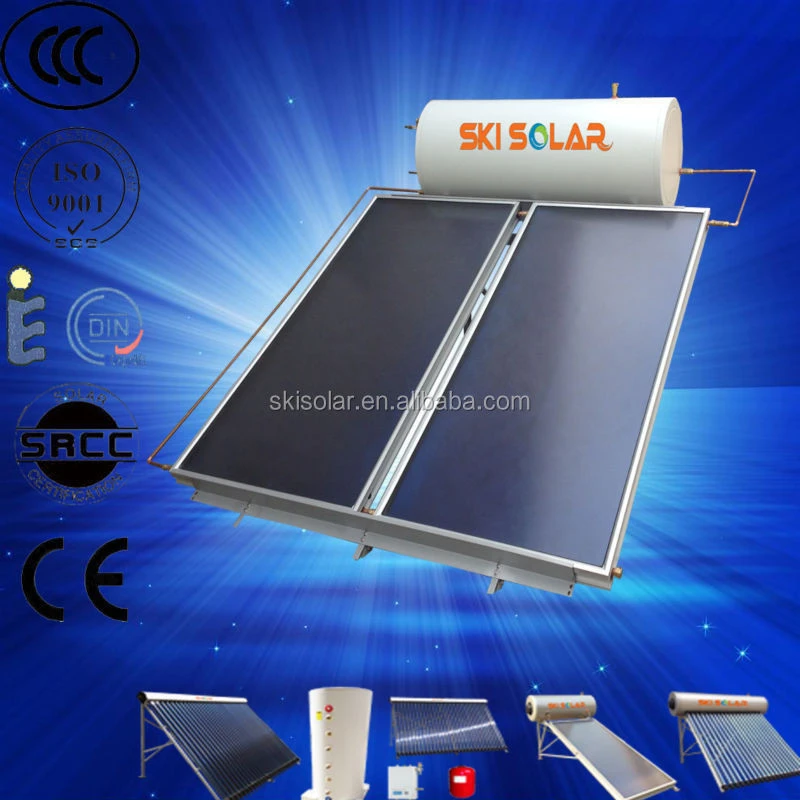 2015 china supplier 300L flat plate pressurized china enamel solar water heaters with blue TI coating for cold area (SKI-PJF)