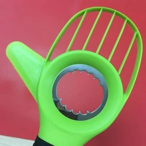 2017 NEW Design Eco-Friendly 3 in1 Fruit cutter tools Silicone Grip ABS Plastic Avocado Slicer Peeler
