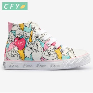 2018 Children new canvas shoes girl lovely cartoon shoes wholesale customized design vulcanized rubber sole footwear