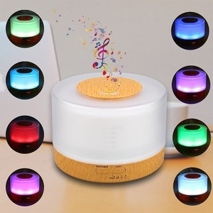 2020 Hot Music Bluetooth Speaker Oil Diffuser, 500ml Wood Grain Air Humidifier for Home Appliance