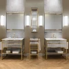 2020 New Design Bathroom Vanity Cabinet With Gold Color Stainless Steel And Gold Color Side Cabinet