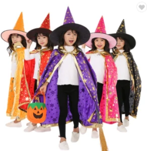 2020 Wholesale Cute Cloak Witch Halloween Costume Kids Witch Hat TV Movie Costumes