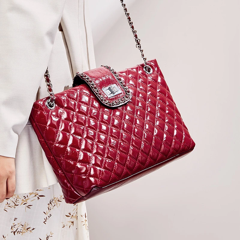 2021 new fashion leather handbags rhombus chain bag shoulder messenger bag