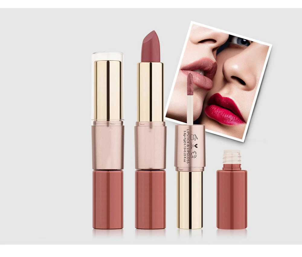 2021 New Hot Sale 2 In 1 Custom Private Label Matte Vegan Liquid Lipstick Lip Gloss Kit Wholesale