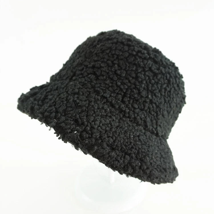 2021 Wholesale New Trend Winter Warm Teddy Lamb Wool Cute Fashion Women Plush  Fur Bucket Hats Hat Bucket Hat