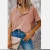 Import 2021 Women Crop Top Tee Shirt Loose Casual Button V-neck Short Sleeves from China