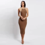 2022 Newest Design Wholesale Backless Contrast Color Fashion Bodycon Party Dress Women Casual Summer Sleeveless Cheap Dresses