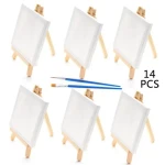 23-Piece Mini Easel Drawing Board Set for Children Beginners Acrylic Oil Paint Desktop Wooden Tripod for Art Supplies