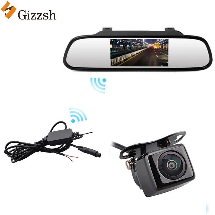 2.4G wireless connection car reverse camera with mirror 1/3" CMOS metal reverse car camera
