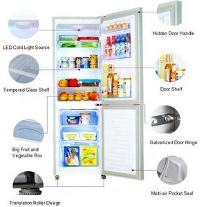 275L UL SAA SASO Approved Defrost Double Door Combi Fridge Hotel Refrigerator With Led Lamp