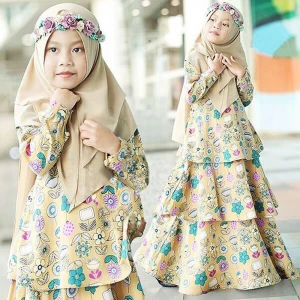 2pcs Kids islamic long dress hijab muslim girl dress baby islamic clothing abaya muslim dresses