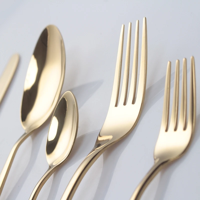 304 Stainless steel Gold Flatware Tableware Knife Spoon Fork Cutlery Set
