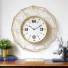 3D design gold metal frame decorative  metal wire  wall clock