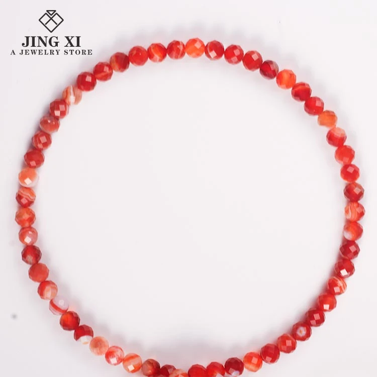 3mm 4.5mm Natural Stone Carnelian beads faceted gemstone beads for jewelry making bracelet necklace