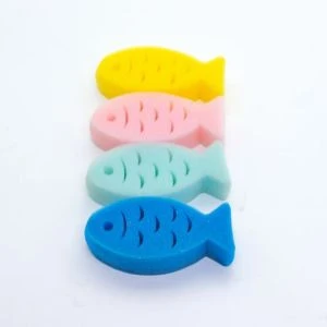 4 pack soft fish shaped baby bath sponge