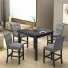 5-Piece Counter Height Dining Set Wood Square Dining Room Table and Chairs Stools US Stock