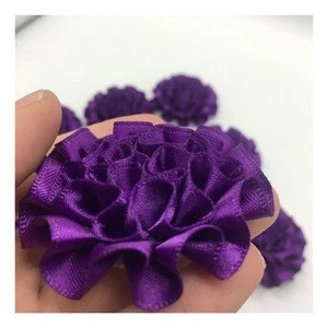 50Mm Deep Purple Small Satin Flowers Satin Ribbon Flowers Carnations Flower Diy With Appliques Craft Trim Wedding Supplies