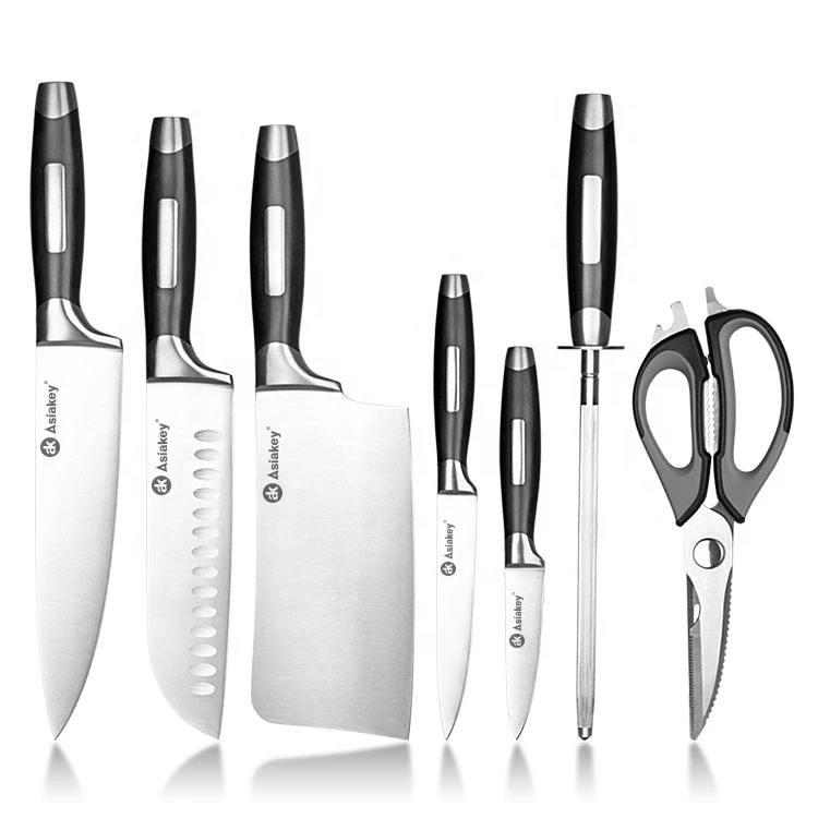 8PCS Professional Stainless Steel Paring Steak Utility Knives Santoku Slicer Bread Kitchen Chef Knife Set