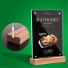 A4/A5/A6 Wholesale Custom Acrylic Display Acrylic Menu Display Sign Holder with beech solid wood