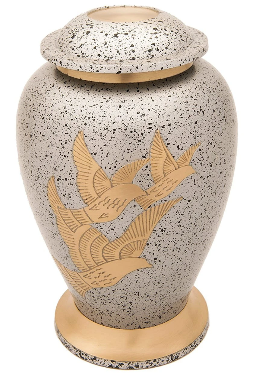 Adult Cremation Urns Funeral Supplies Brass Flying Birds Engraved Cremation Urns Wholesale  Manufacturer From India High Quality