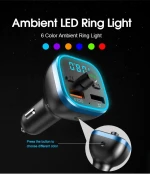 AGETUNR T33 V5.0 MP3+Player Bluetooth Hands-free Car Stereo Built-in Mic FM Transmitter Bluetooth QC3.0 Output Car kit- Blue