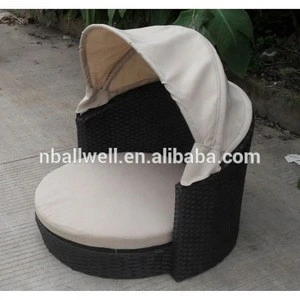 All weather poly wicker rattan dog bed with canopy covered from China Manufacturer AWRF6162,rattan dog bed with canopy