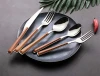 Amazon hot sale 24 pcs Spoons forks knives stainless steel dinner set plastic wood handle cutlery set