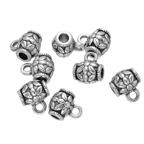 Buy Antique Silver Tone Filigree Flower Bails Beads Connector Pendant ...