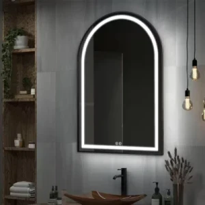 Arch Metal Framed Waterproof Wall Mounted LED Bathroom Mirror with Defogging with Adjustable Light