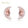 Attractive 585 Rose Gold Diamond Stud Earring Jewelry Mounting For Pearls
