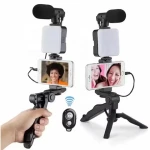 AY49 LED Video Making Light Mic Selfie Stick Tripod Stand for Camera Kit Bluetooth for Phone Holder Vlogging Tick Tock