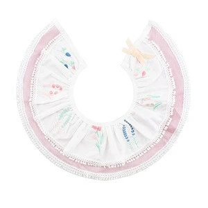 Baby products  saliva tissue pure cotton baby embroidery bibs circular bib