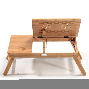 Bamboo Large Foldable Laptop Notebook Stand Desk with Height Adjustable Legs
