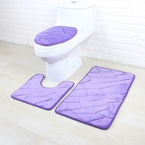 Bathroom products fancy waterproof memory foam 3pcs toilet bath mat set
