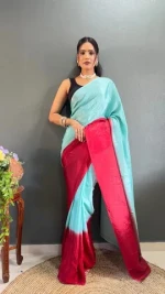 Beautiful Designer 1 Minute Ready to Wear Saree on Chinon with Printed work Blouse