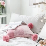 Bedroom Boho chick gradient Color Striped Pom Pom Cushion covers
