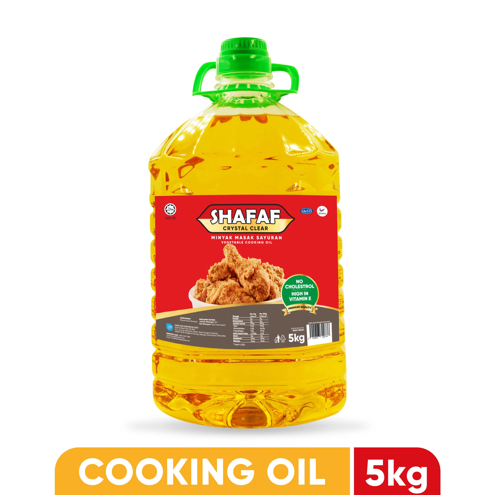Best Price Pure Vegetable Oil Made from Palm SHAFAF Halal Oil in 5 Kilograms PET Bottle