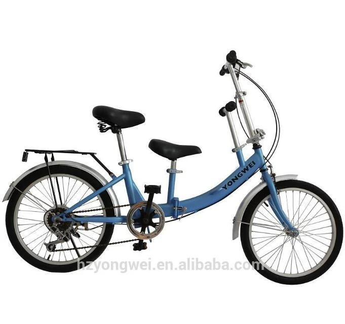 Best-selling fashionable steel/aluminum folding tandem bike with FV brake 7 speeds for mother and kids