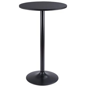 Bistro Pub Table Round Counter Bar Table Metal Base MDF Top Black Table