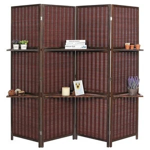 Brown color  4 Panels Handcrafted Wooden Partition/Room Divider/Screen