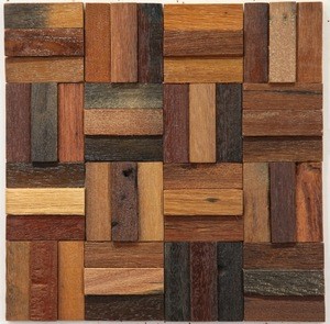 Brown Color Strip Mix Square Solid Wood Board Wall Mosaic Background Wall Storefront Decor  Culture Wood Wall  Mosaic