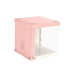 Cake box latest translucent beautiful visual baking package 6 8 10 12 inches white pink blue paper box