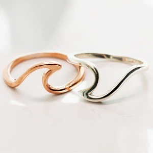 CAOSHI Boho Style Rings for Women Unique Design Gold Rose Gold Silver Wave Ring Simple Minimalist Rings