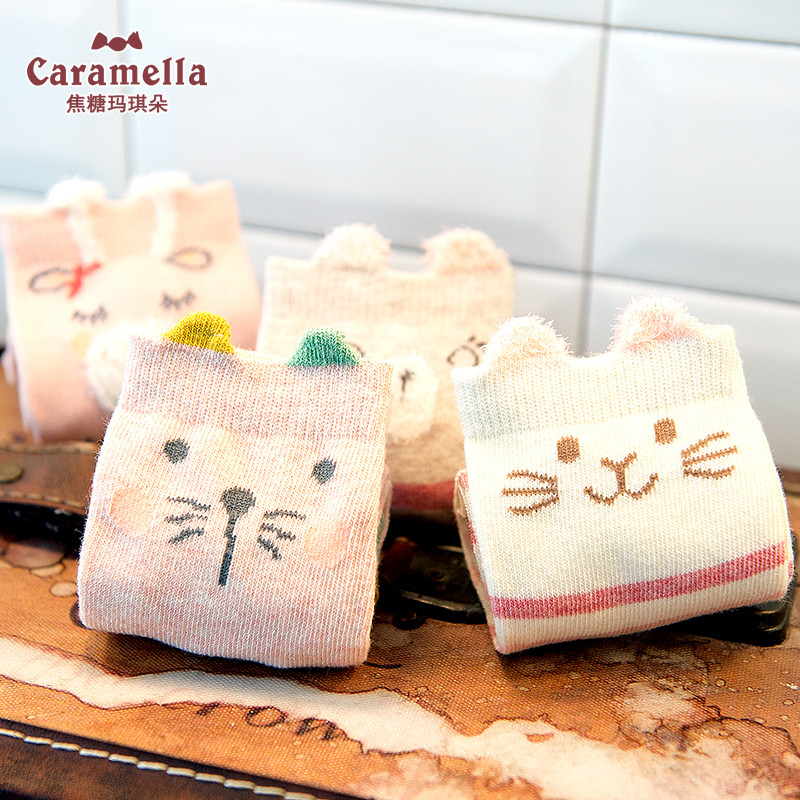 Caramella winter autumn cartoon custom baby socks kids cotton in box