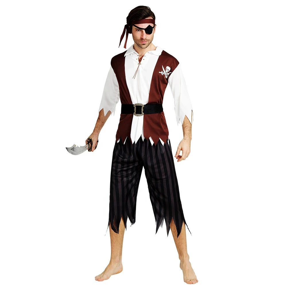 Caribbean Captain Pirate Fantasia Adult Fancy Dress Carnival Halloween Cosplay Costume